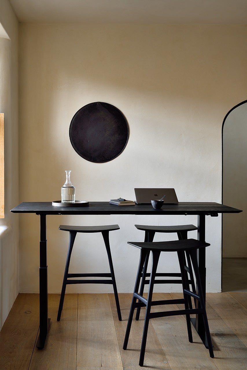 Oak-Black-adjustable-desk-black-legs-Oak-black-Osso-stool-2-Goode-Studio