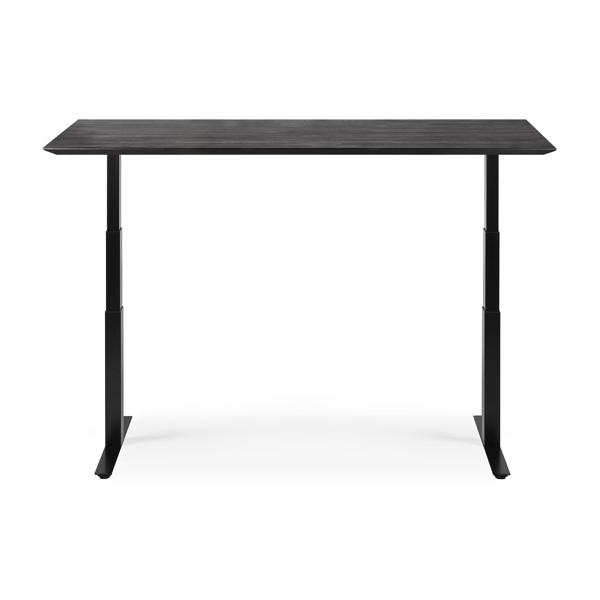 Bok Adjustable Desk, Oak Black Top, Black Base