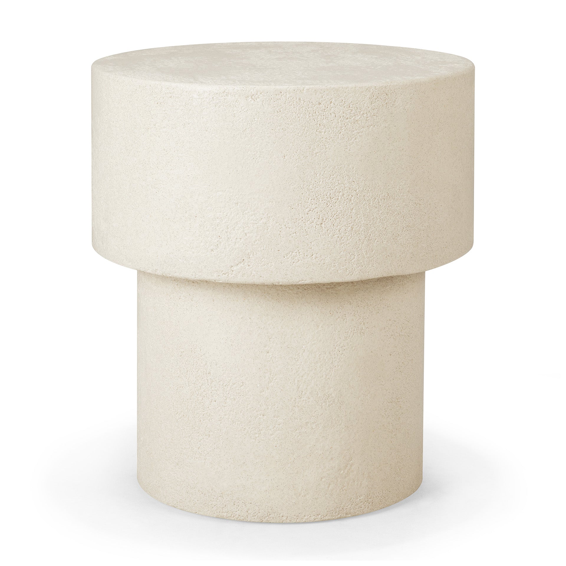 Elements-side-table-stool-microcement-off-white-mushroom-front-cut-Goode-Studio