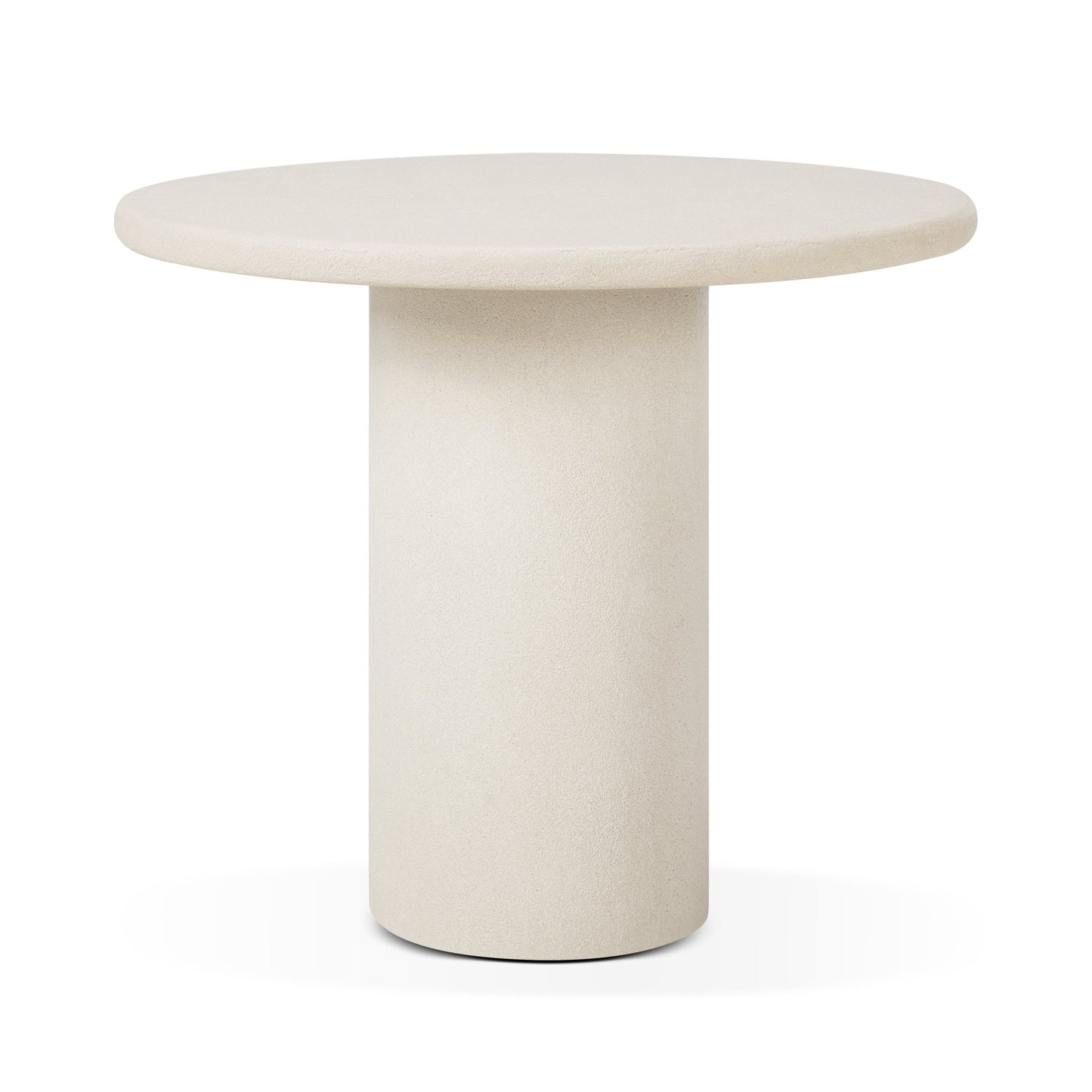 Elements round dining table off white microcement stone finish
