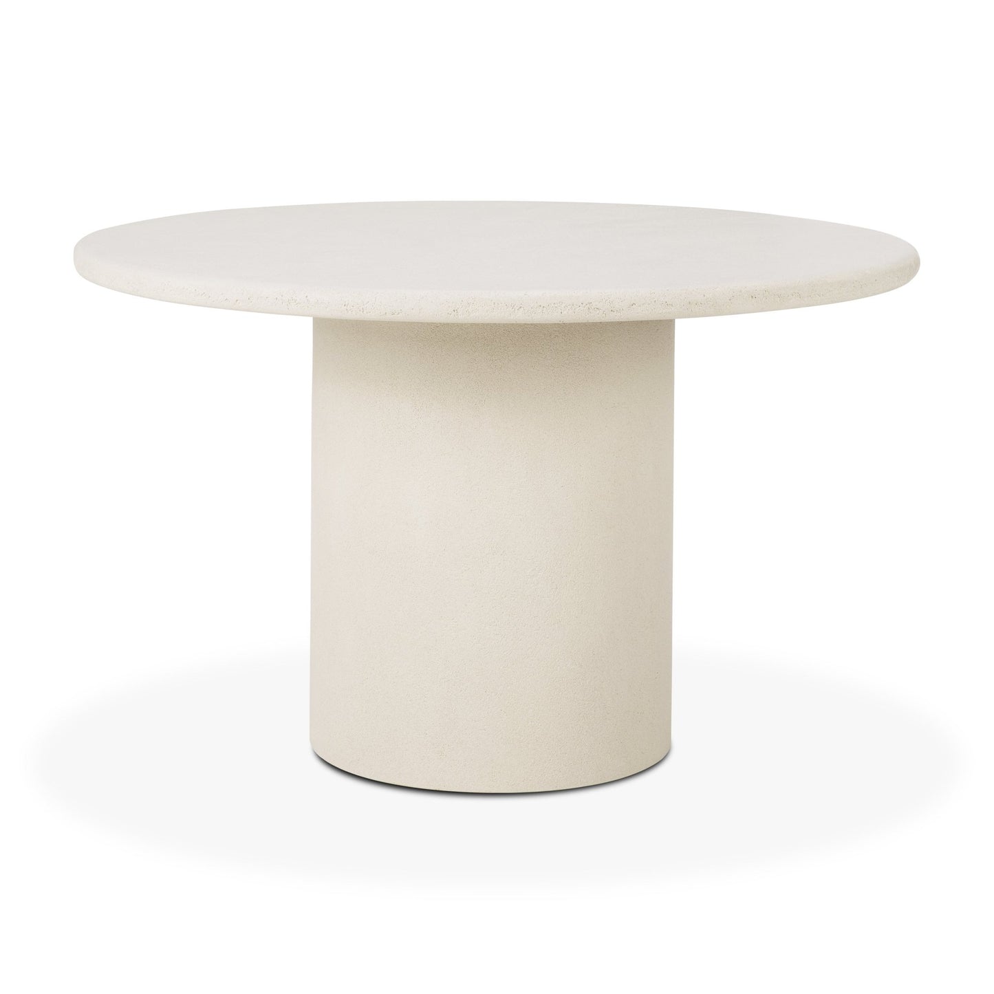 Modern sculptural microcement round dining table centerpiece
