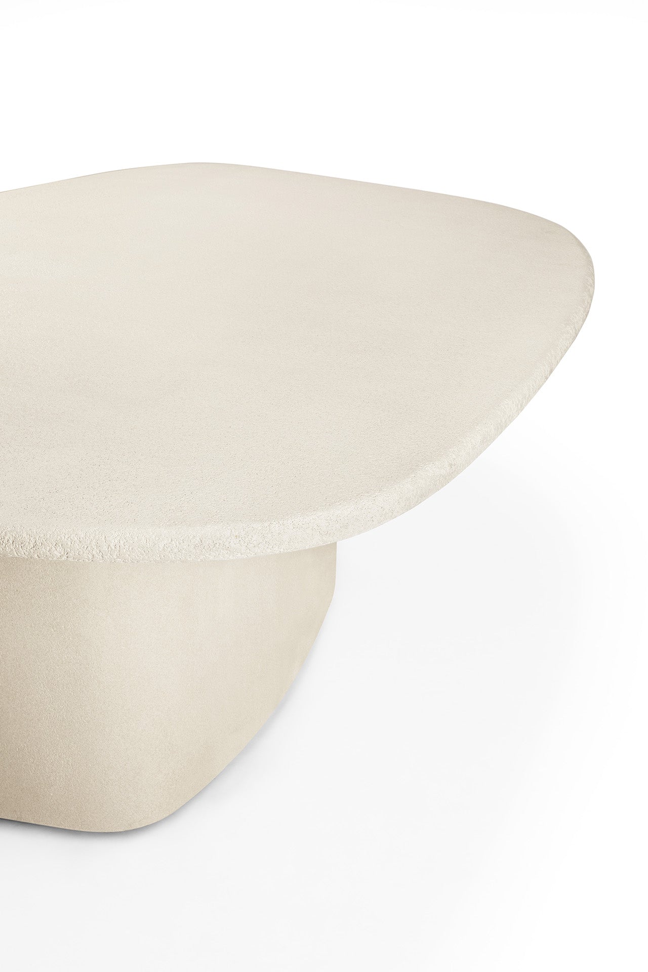 Modern curved stone finish dining table for model home interiors
