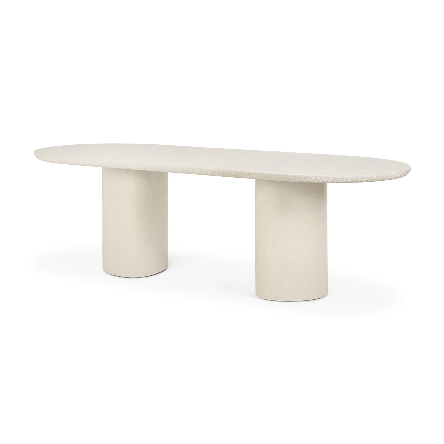 Elements collection dining table with off white textured finish