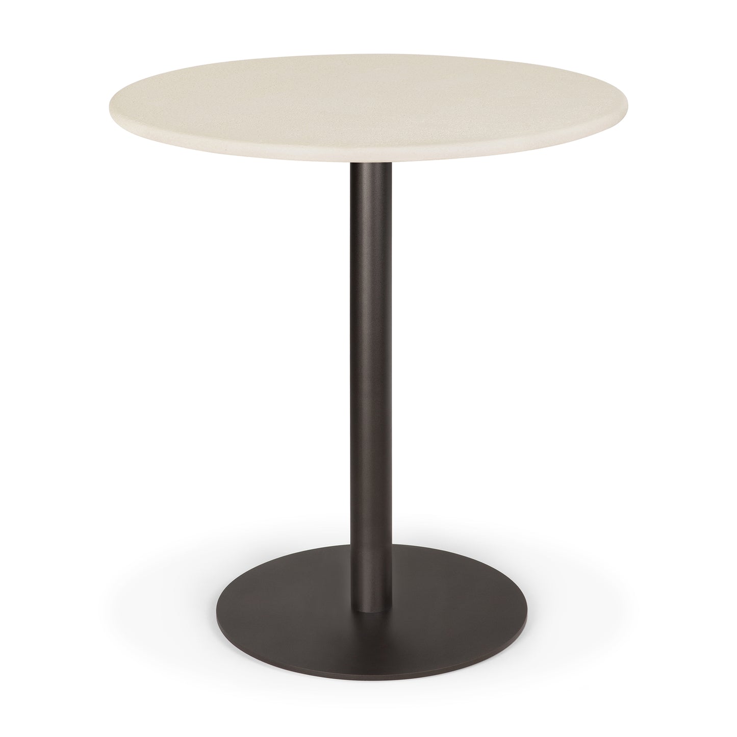 Blend dining table with microcement off white finish and metal base
