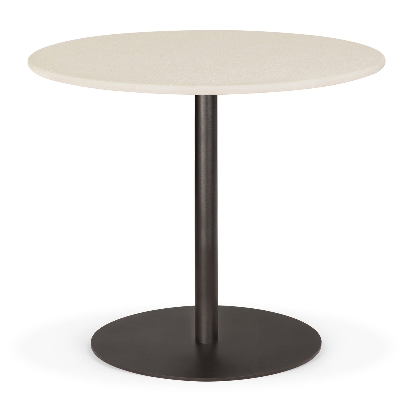 Blend dining table with microcement off white finish and metal base
