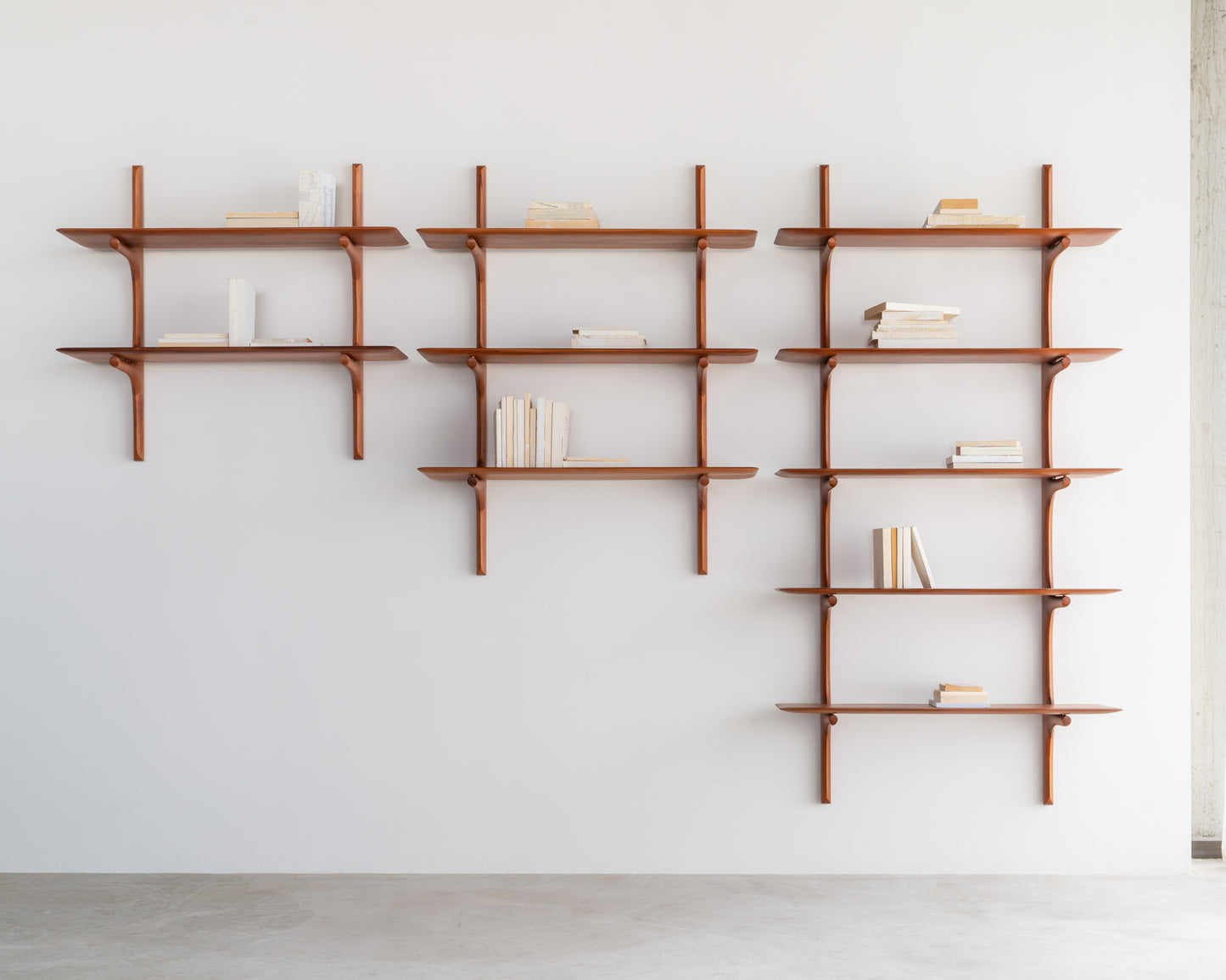 Mahogany-PI-wall-shelf-2shelves-Mahogany-PI-wall-shelf-3shelves-Mahogany-PI-wall-shelf-5shelves-Goode-Studio