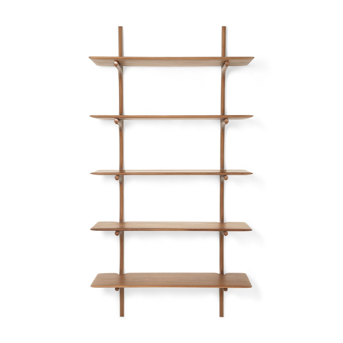 Mahogany-PI-wall-shelf-5-shelves-varnished-front-cut-Goode-Studio