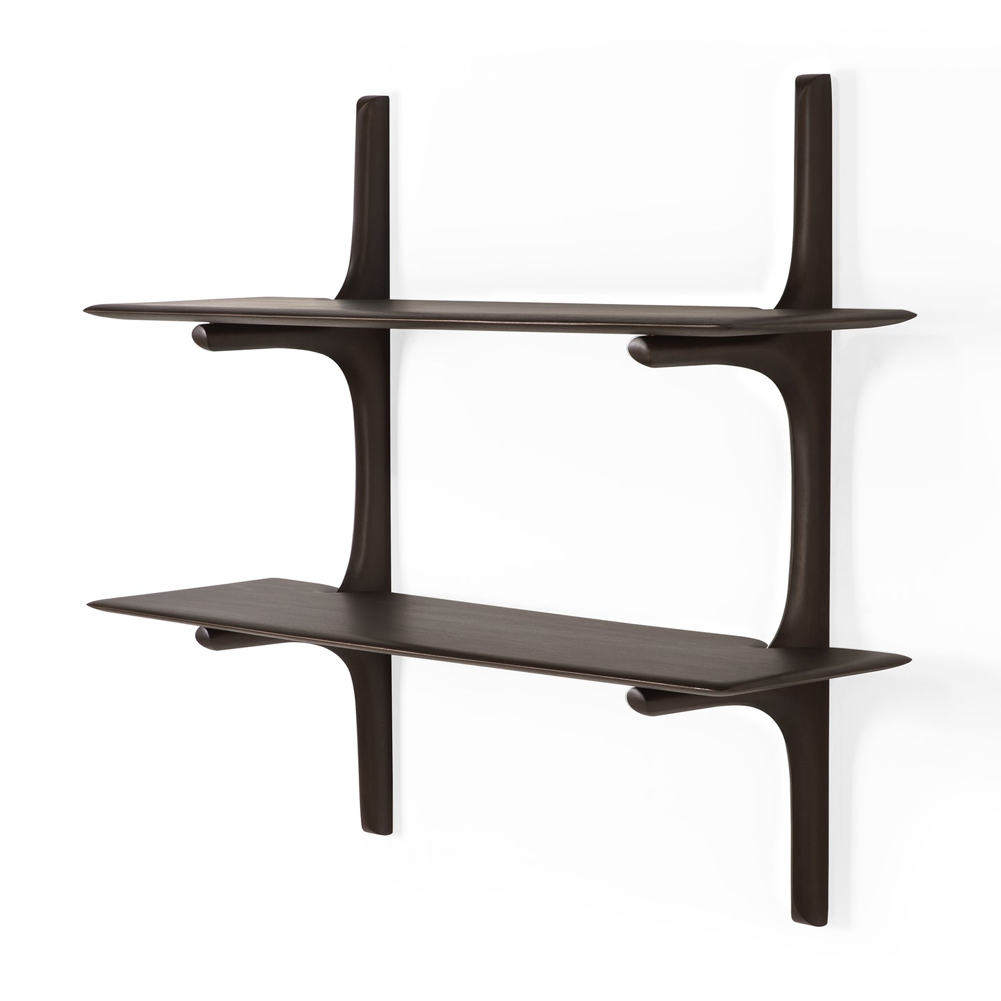 Mahogany-Polished-Imperfect-dark-brown-wall-shelf-2-shelves-side-cut-Goode-Studio