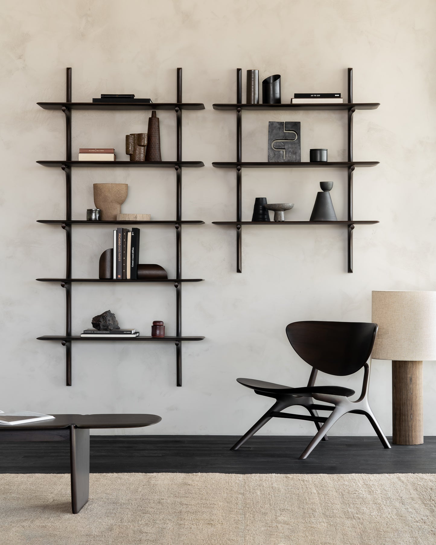 PI-wall-shelf-eye-lounge-chair-PI-coffee-table-PI-book-ends-rug-Goode-Studio