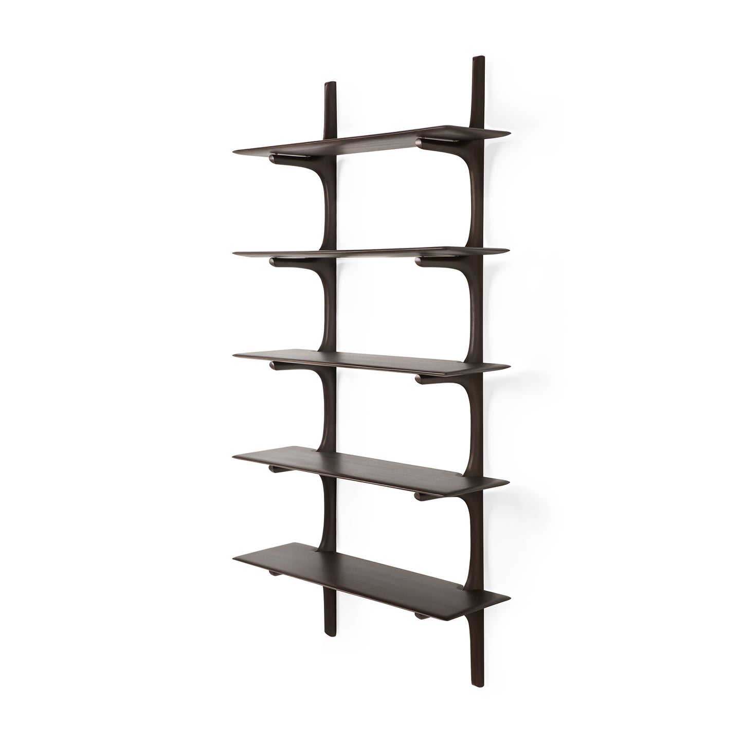 Mahogany-Polished-Imperfect-dark-brown-wall-shelf-5-shelves-side-cut-Goode-Studio