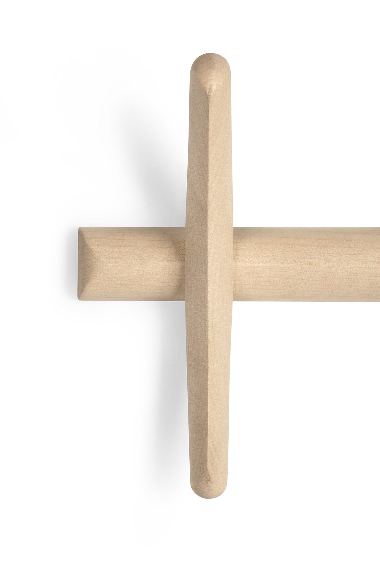 PI wall coat rack in varnished sycamore by Goode Studio