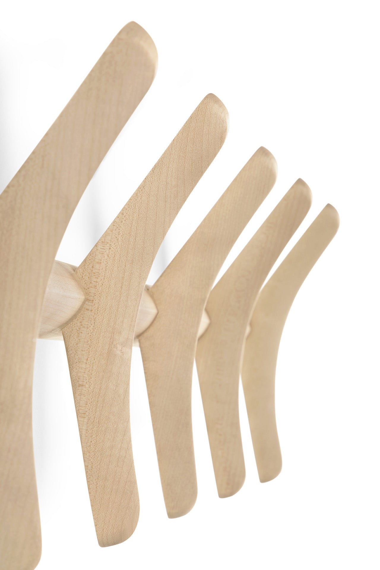 PI wall coat rack in varnished sycamore by Goode Studio