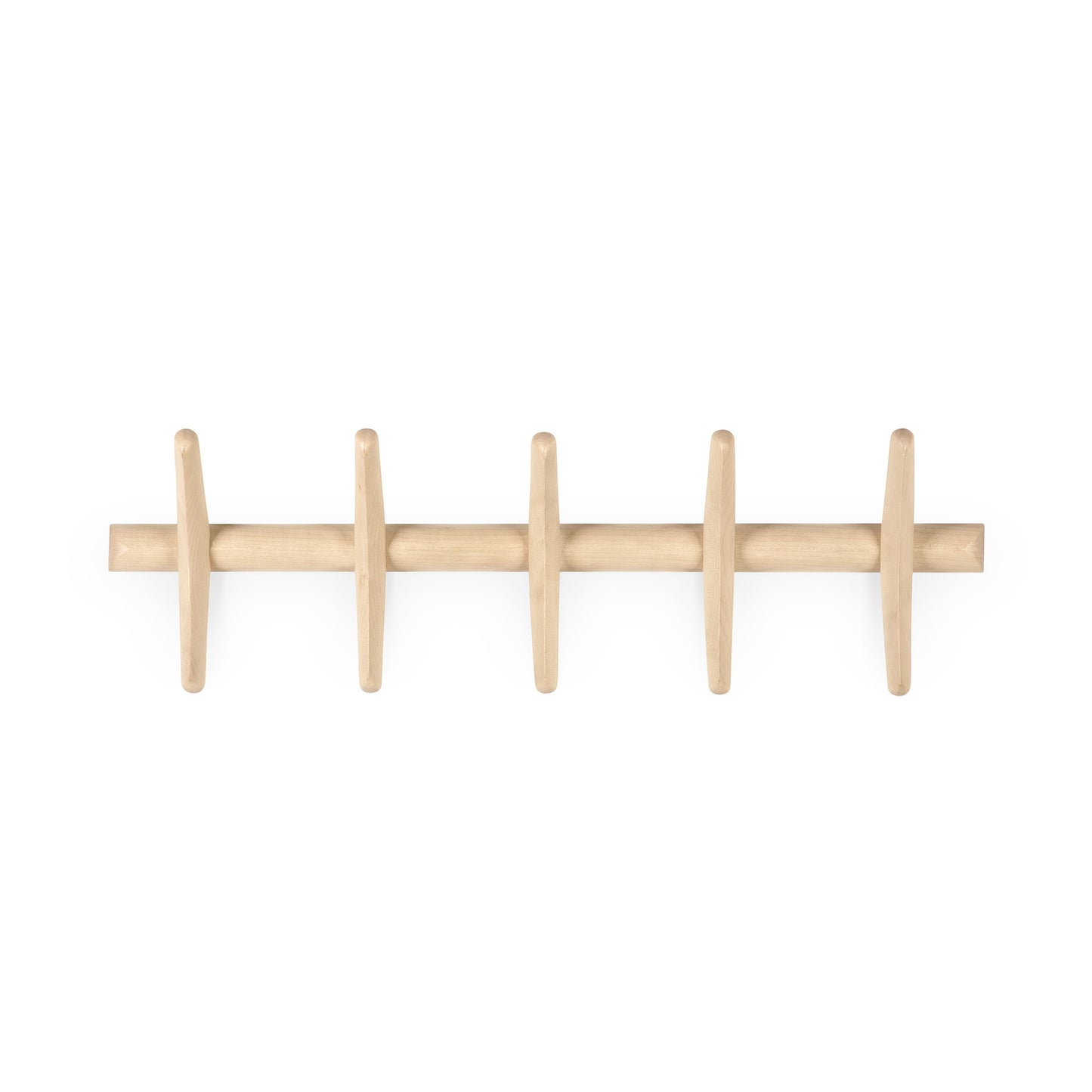 PI wall coat rack in varnished sycamore by Goode Studio