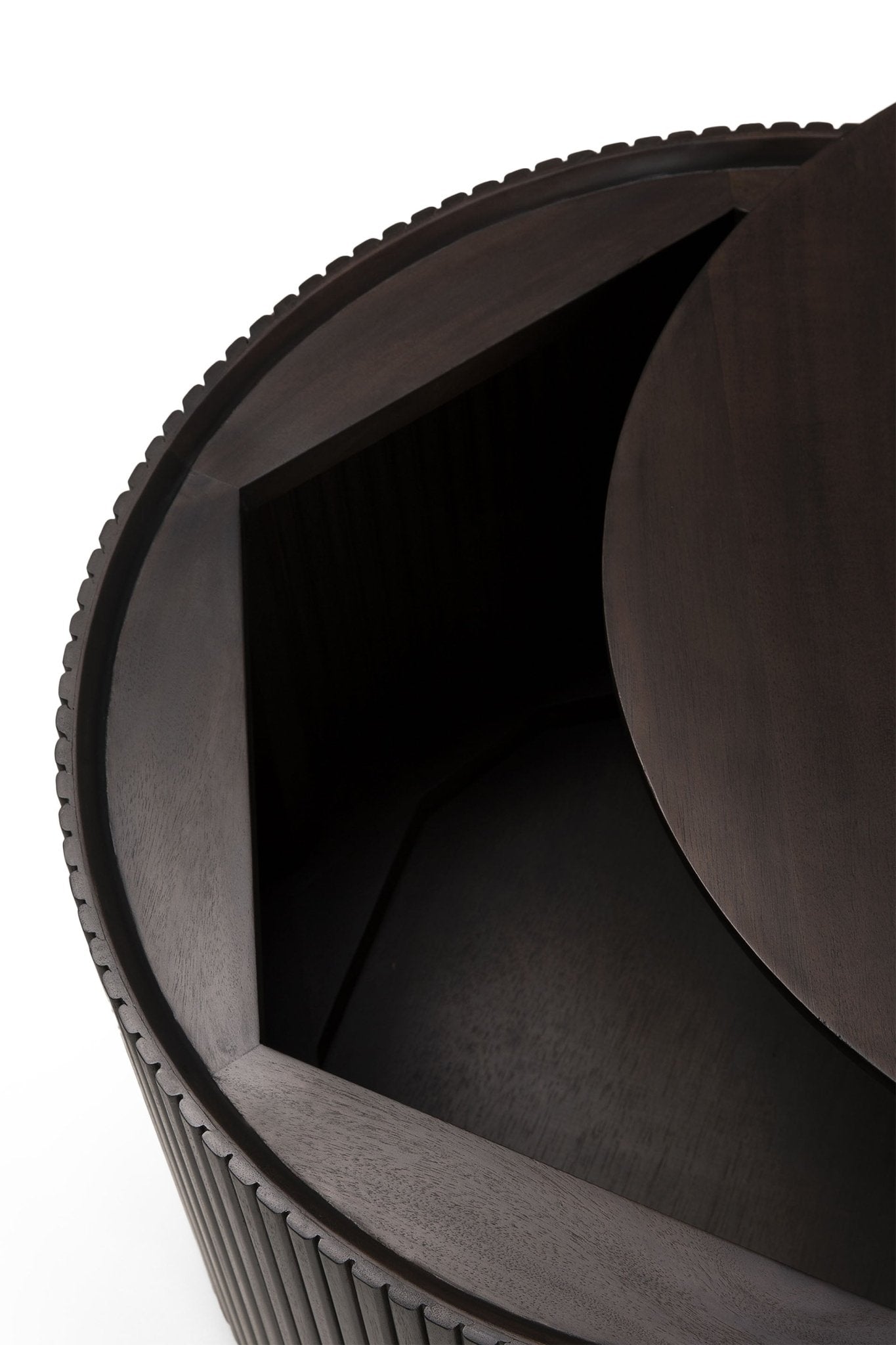 Mahogany-Roller-Max-round-side-table-dark-brown-Goode-Studio