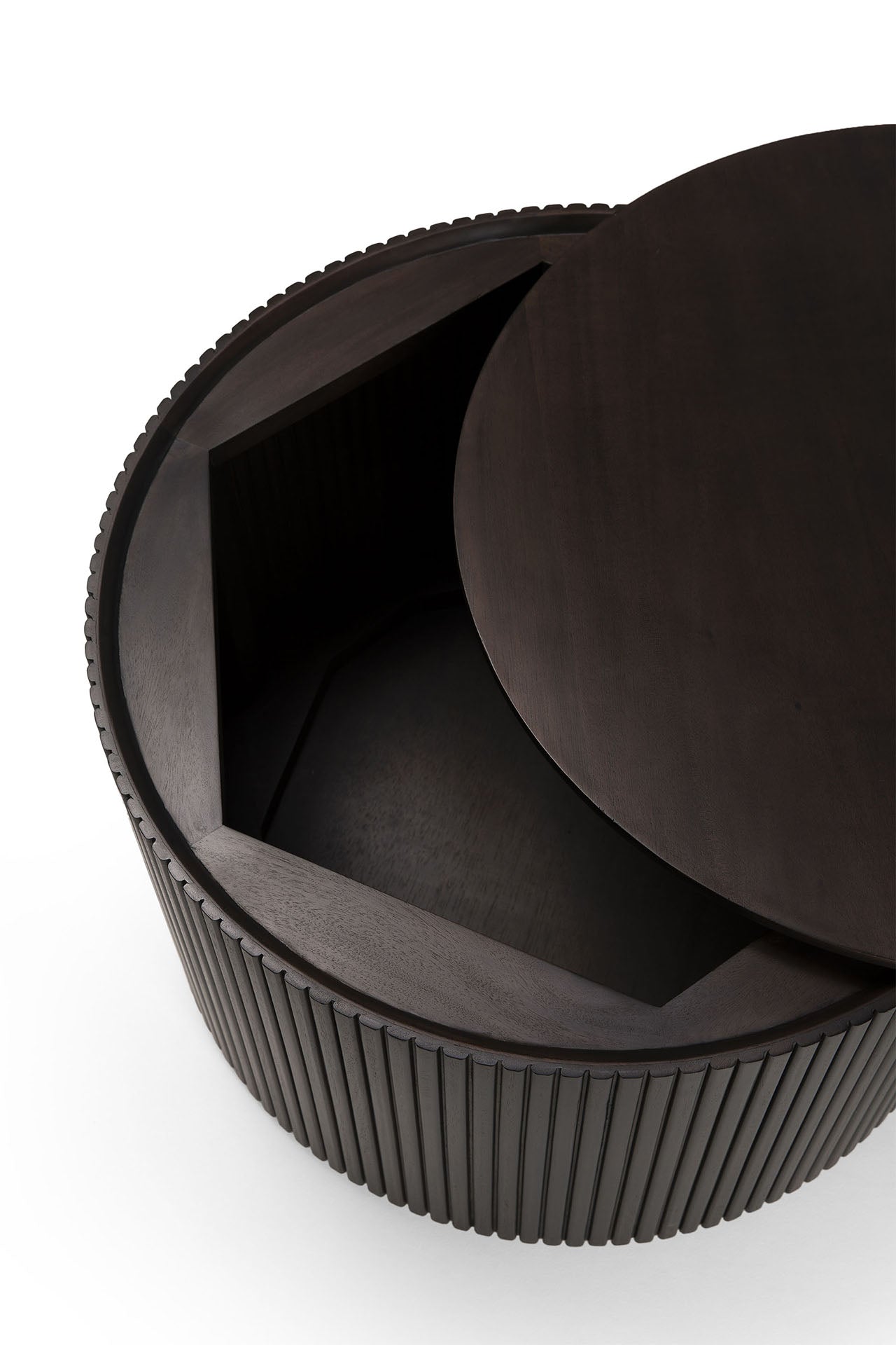 Mahogany-Roller-Max-round-side-table-dark-brown-Goode-Studio