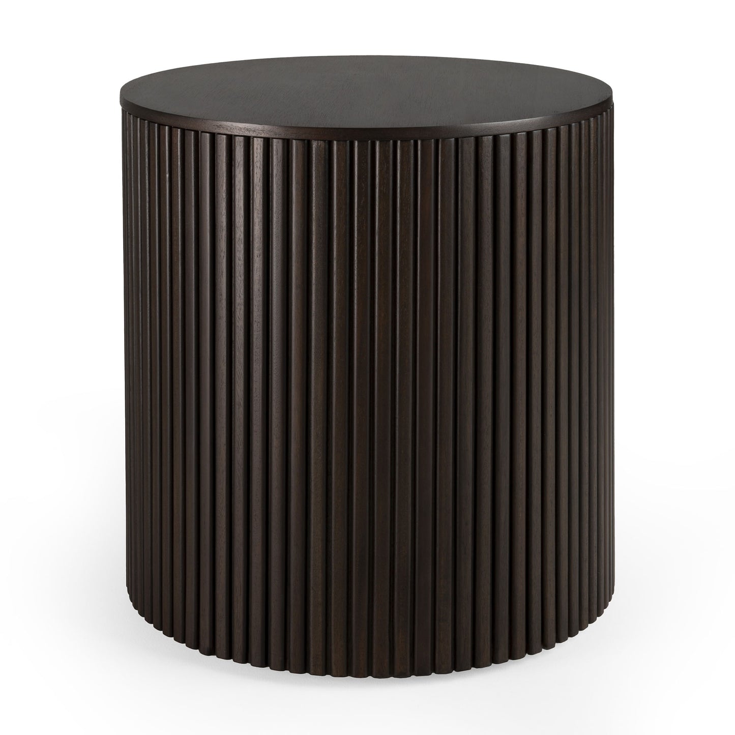 Mahogany-Roller-Max-round-side-table-dark-brown-front-cut-Goode-Studio