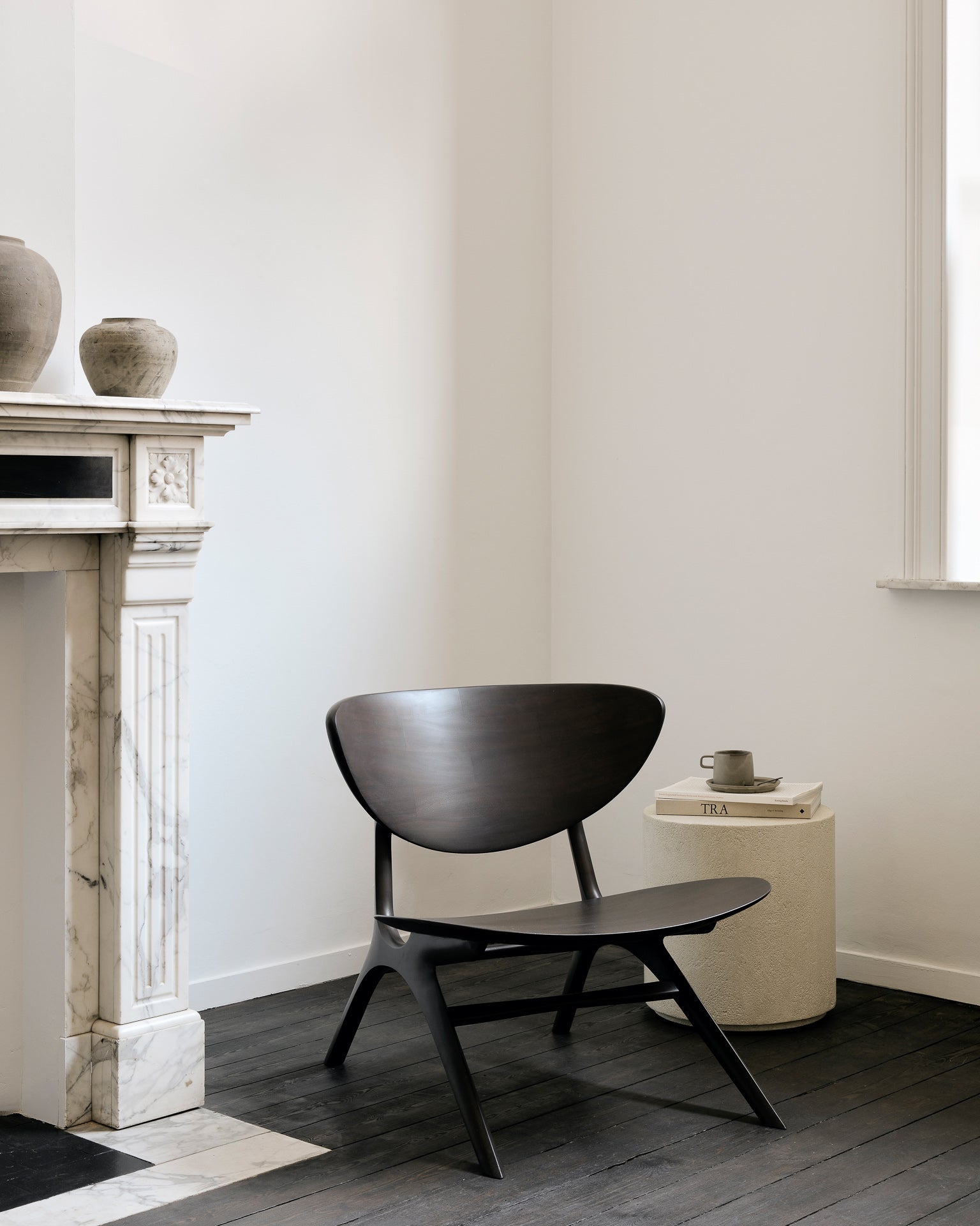 Eye-lounge-chair-dark-brown-Elements-side-table-Goode-Studio