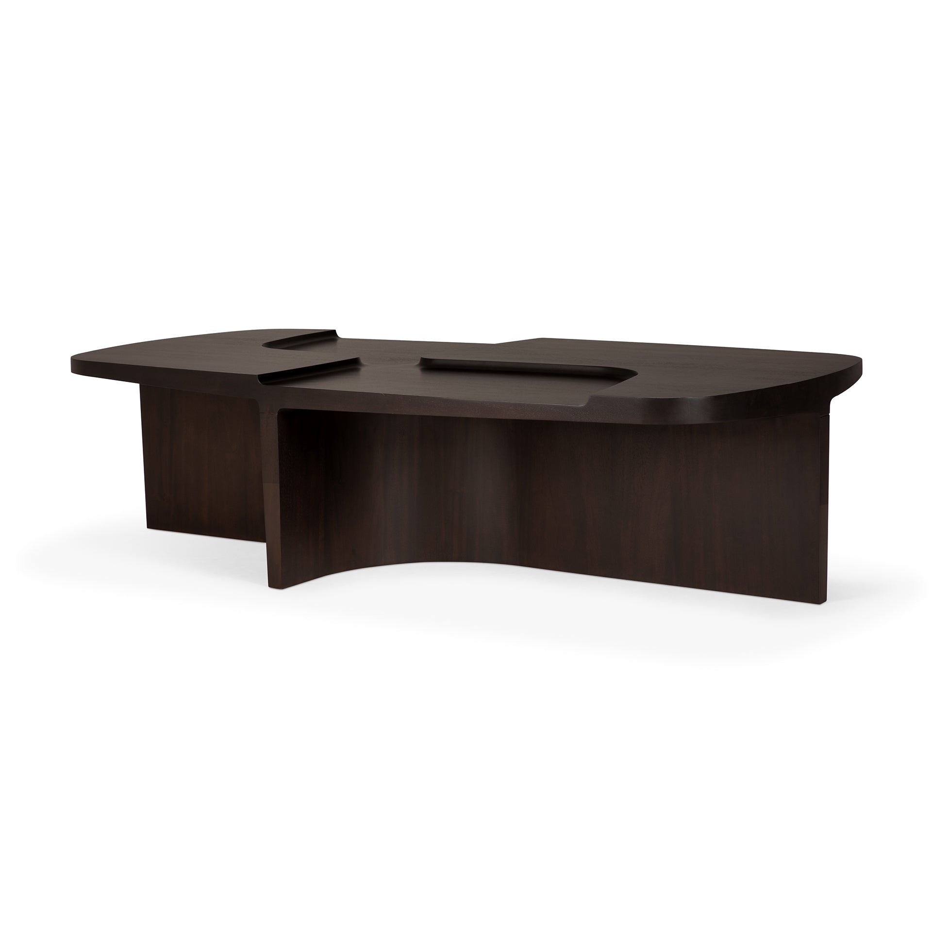 Brutalist-coffee-table-varnished-mahogany-Rose-Brown-rectangular-Goode-Studio