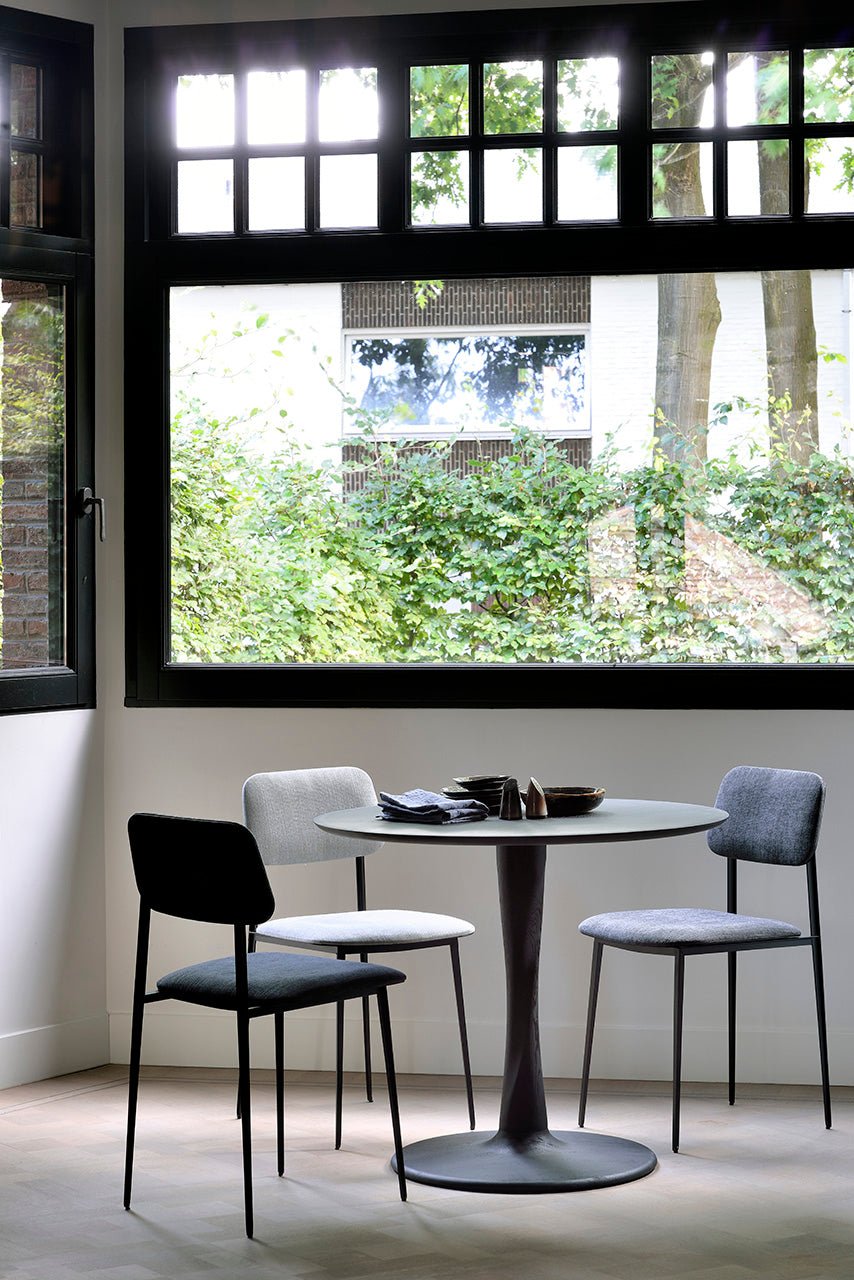 Black-Oak-Torsion-dining-table-DC-chair-dark-grey-DC-chair-light-grey-DC-chair-dark-blue-Goode-Studio