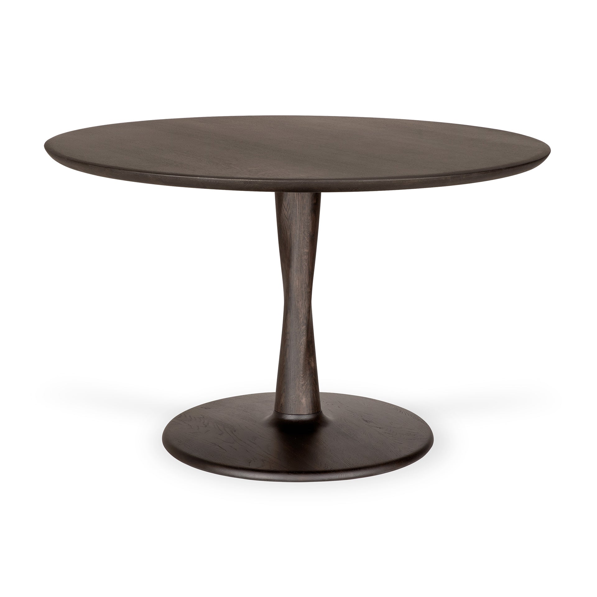 Torsion-dining-table-varnished-oak-Brown-round-front-cut-Goode-Studio