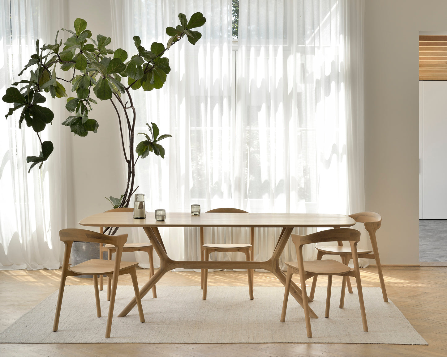 Oak-X-dining-table-Oak-Bok-chair-Nomad-Sand-rug-Goode-Studio