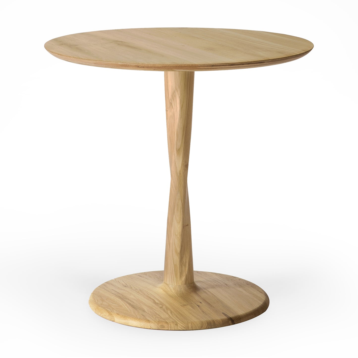 Torsion-dining-table-varnished-oak-round-low-height-front-cut-Goode-Studio