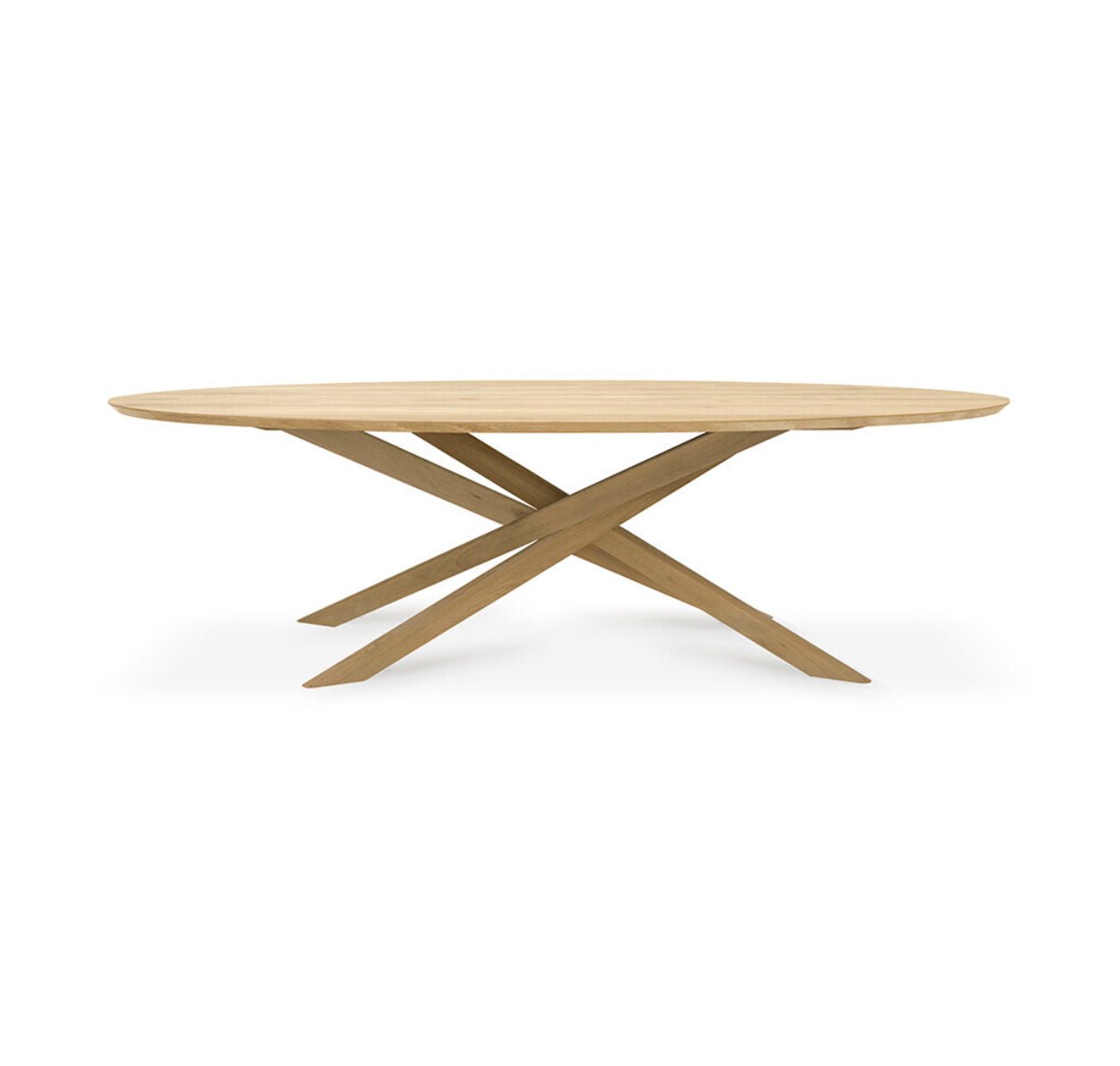 Mikado oval dining table black brushed oak sculptural base
