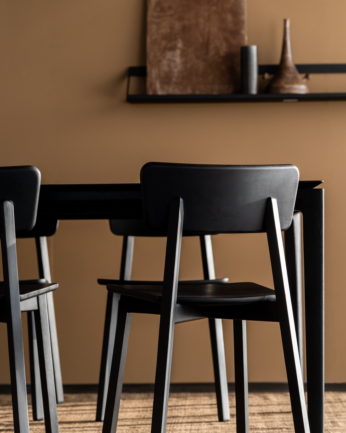 Oak-Casale-black-dining-chair-Oak-Bok-black-dining-table-Ribbon-black-shelf-oak-black-Goode-Studio