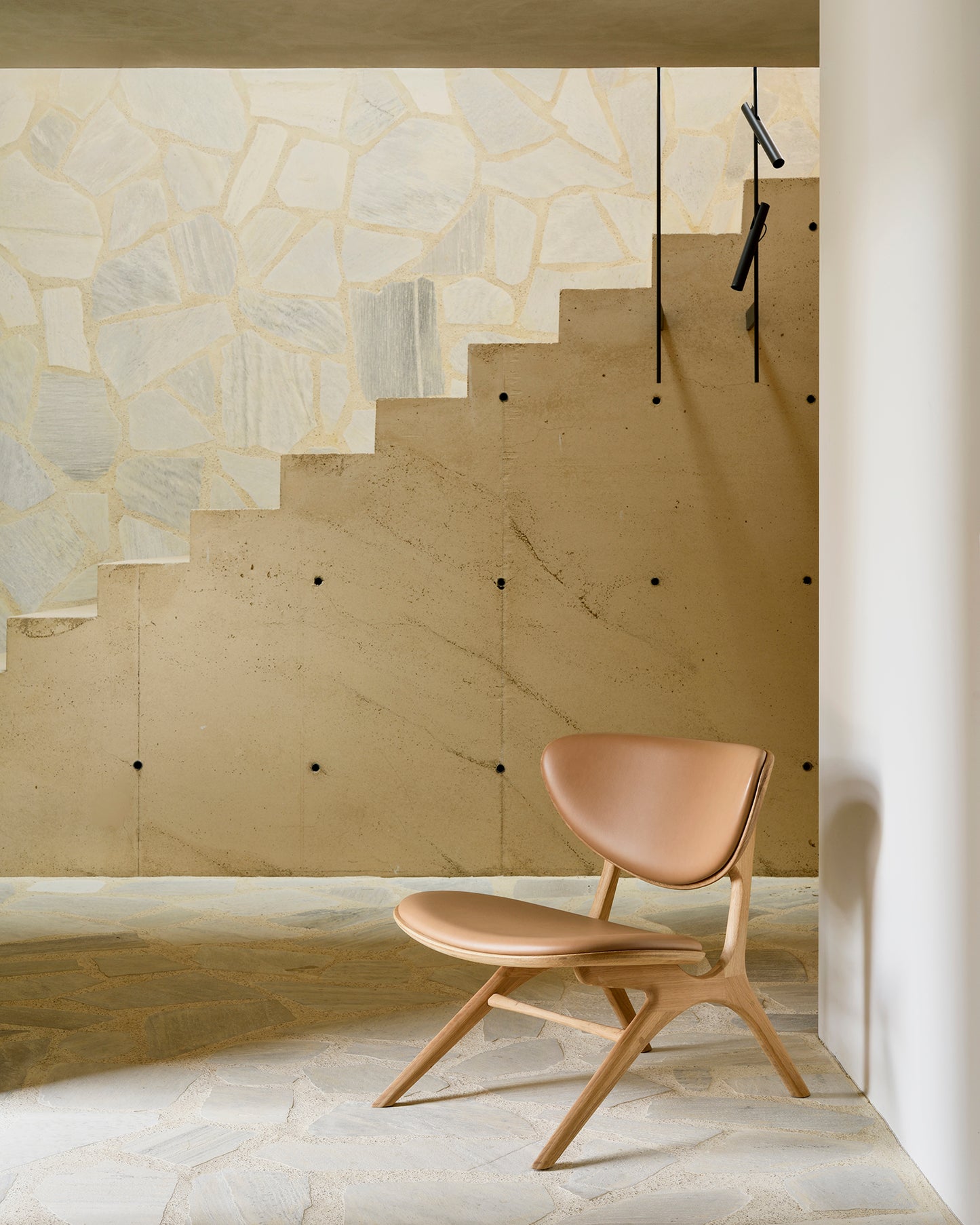 Eye-lounge-chair-varnished-oak-Sienna-leather-upholstered-backrest-seat-Goode-Studio