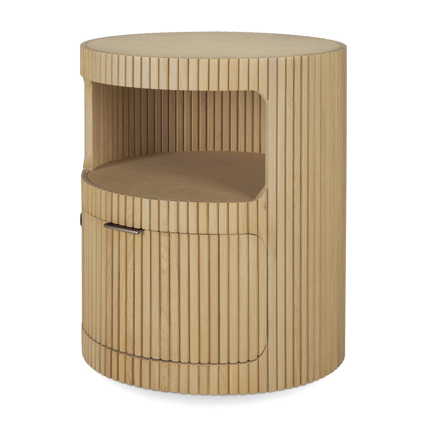 Boomerang drawer unit in oak with one drawer and keylock by Goode Studio