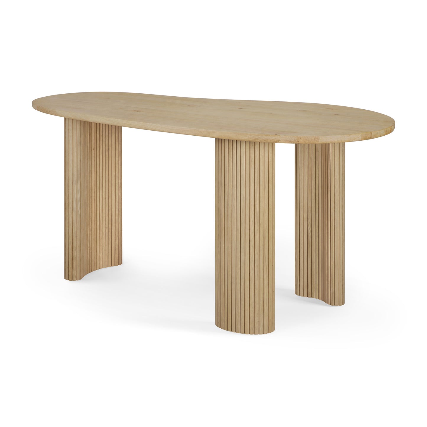Boomerang desk in varnished oak pebble shape by Goode Studio