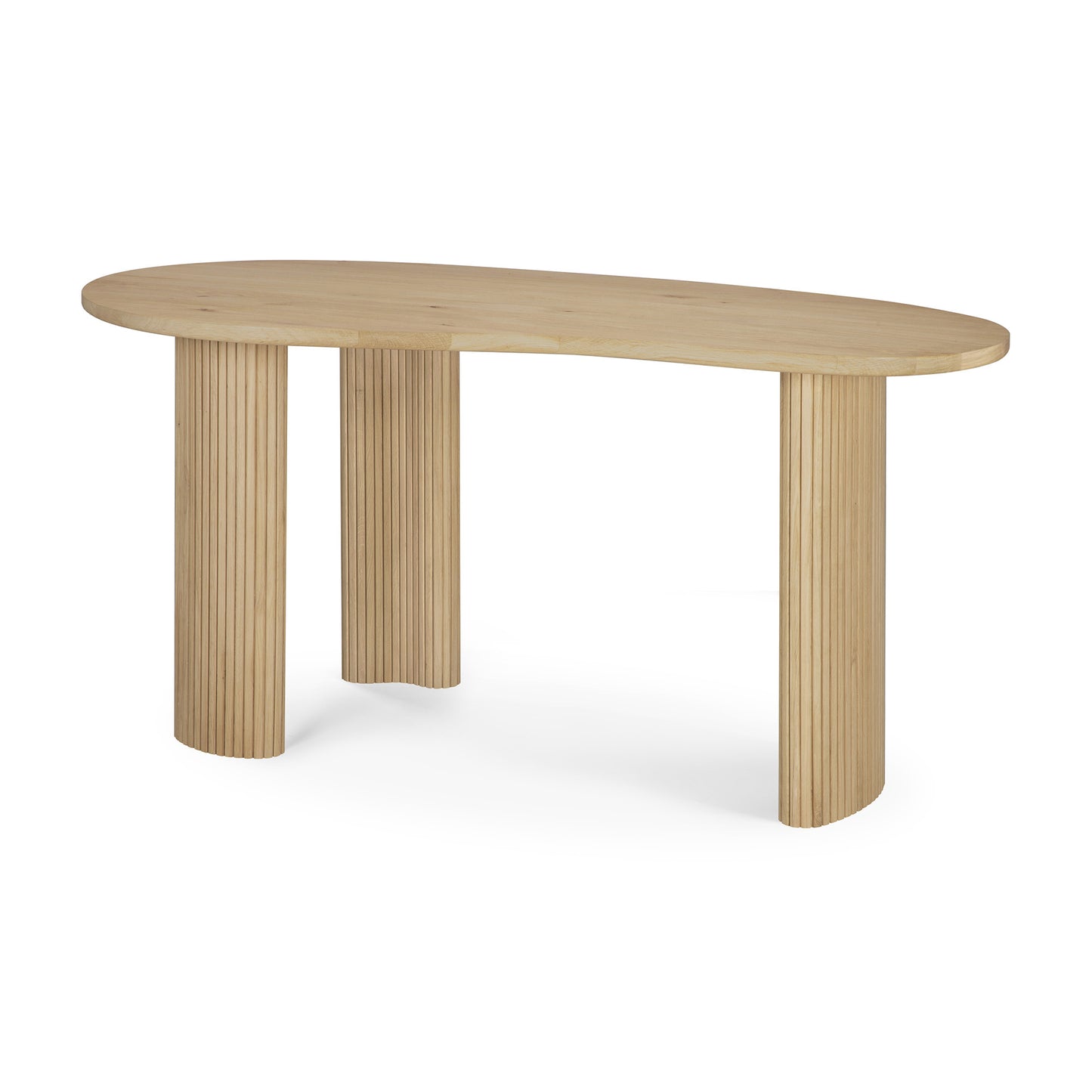 Boomerang desk in varnished oak pebble shape by Goode Studio