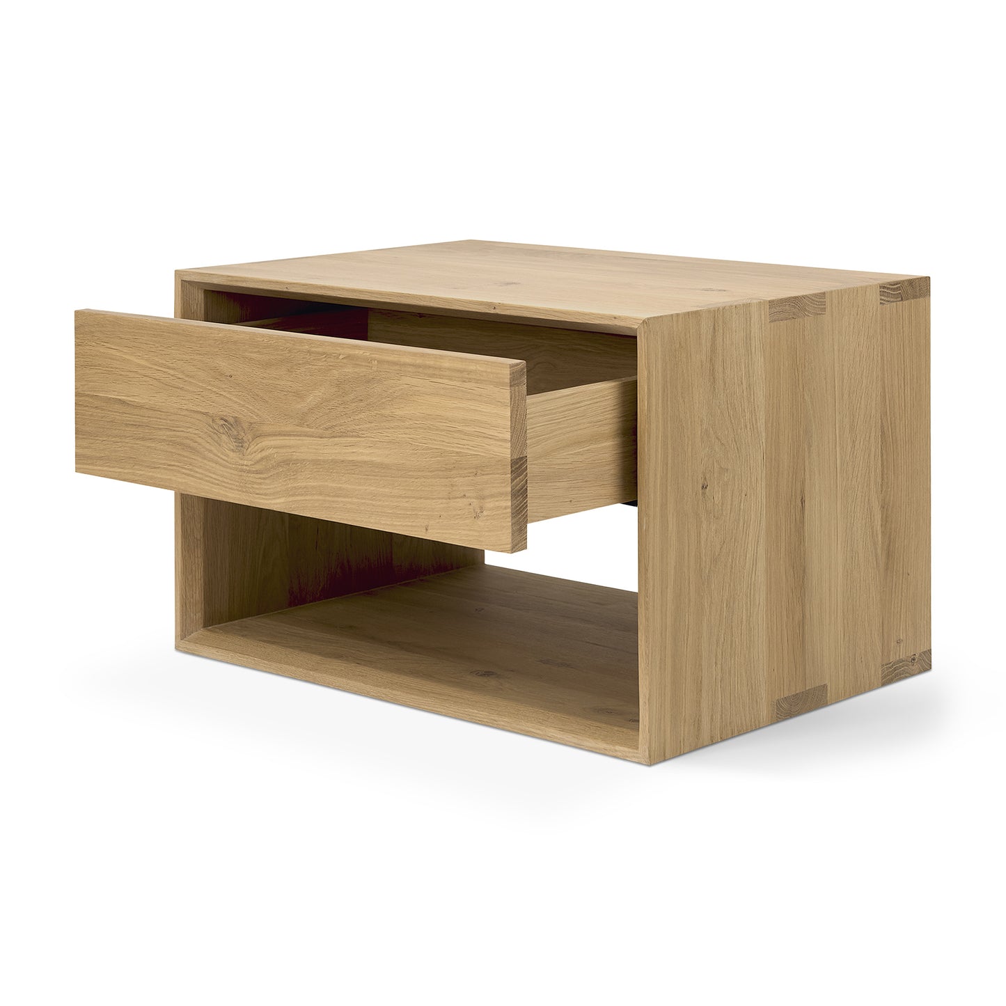Modern Scandinavian oak bedside table oiled finish
