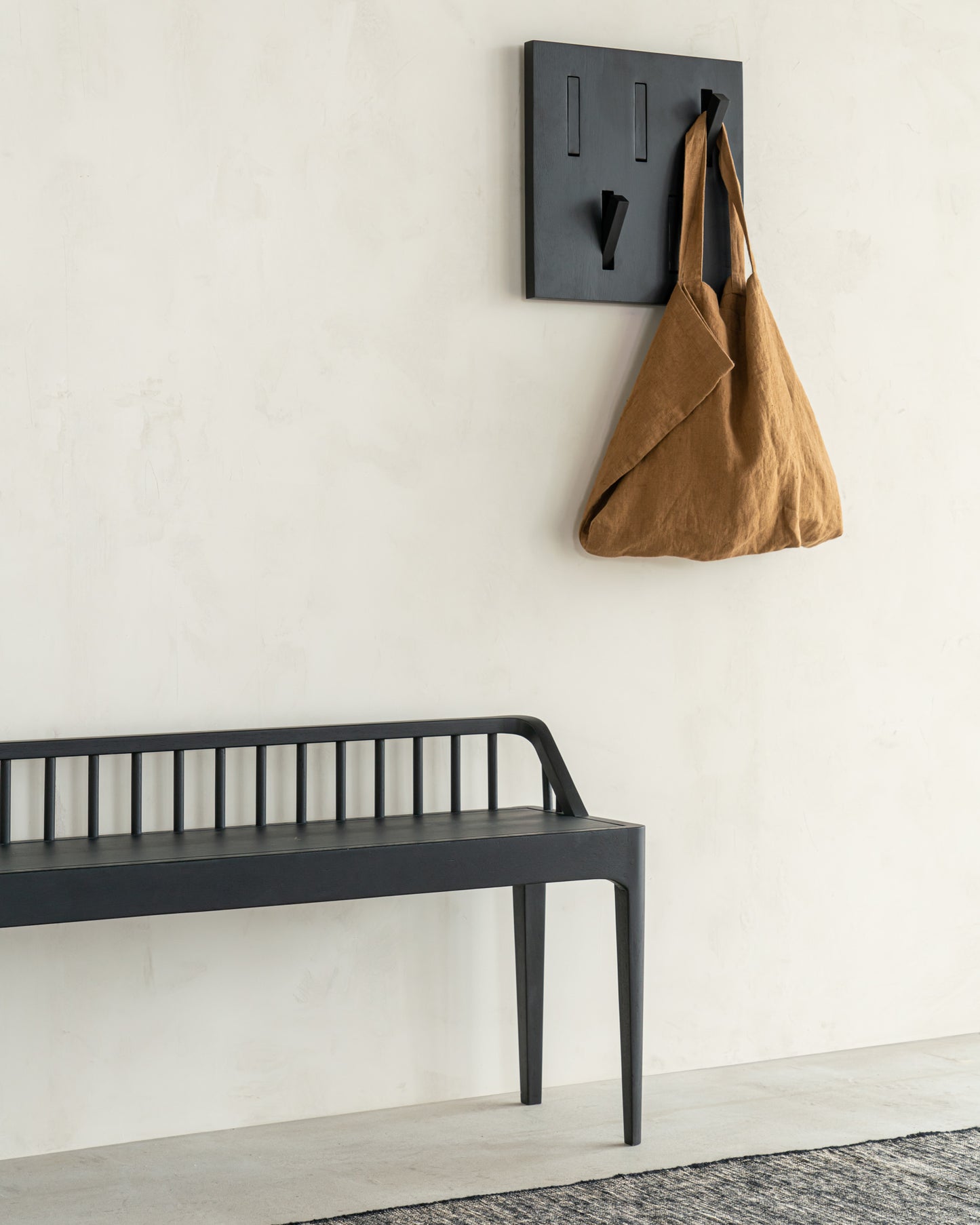 Oak-Spindle-black-bench-Black-Utilitile-wall-hanger-Goode-Studio