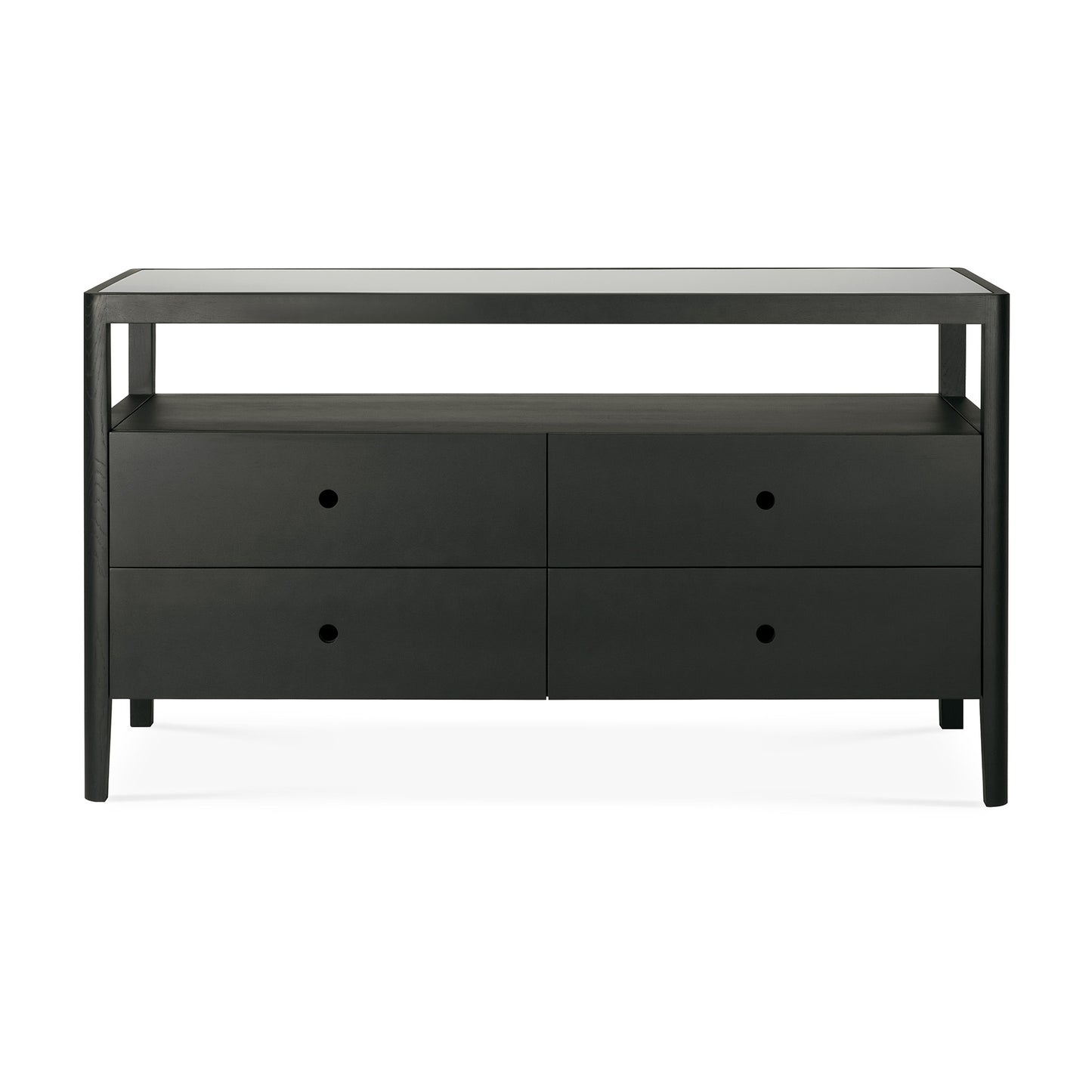 Spindle-dresser-oak-varnished-black-4-drawers-front-cut-Goode-Studio