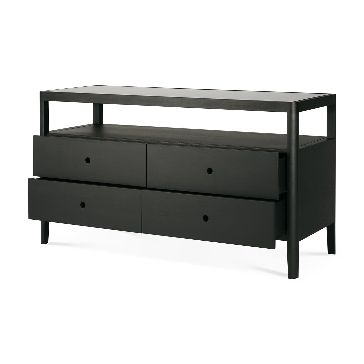 Spindle-dresser-oak-varnished-black-4-drawers-side-cut-Goode-Studio