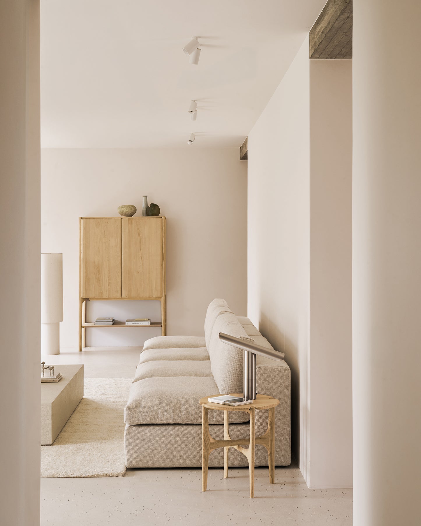 PI cupboard-oak-Elements-coffee-table-off-white-PI-side-table-oak-Mellow-modular-sofa-Off-White-Eco-Goode-Studio