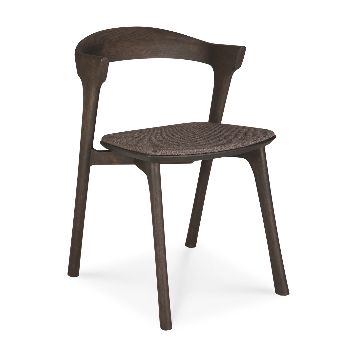 Bok-dining-chair-varnished-oak-brown-Warm-Brown-fabric-front-cut-Goode-Studio