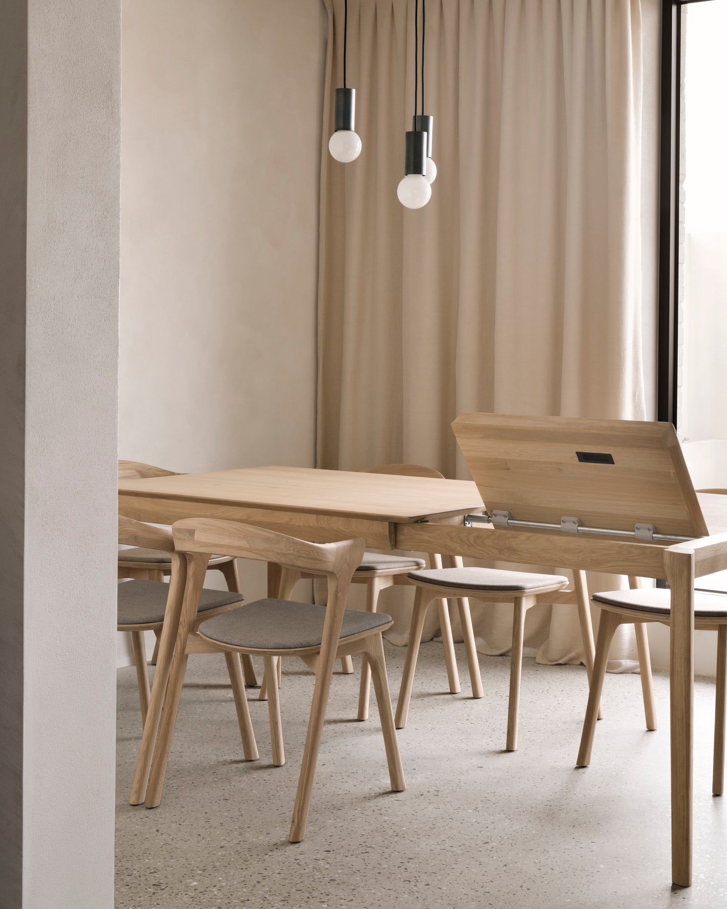 Bok-dining-chair-oak-warm-grey-Bok-extendable-dining-table-oak-Goode-Studio
