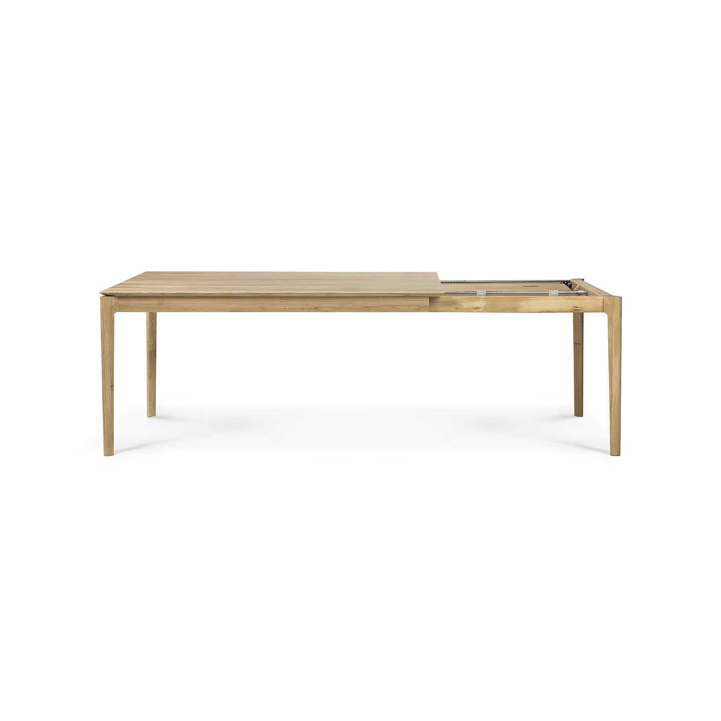 Rectangular solid oak expandable dining table hardwood construction
