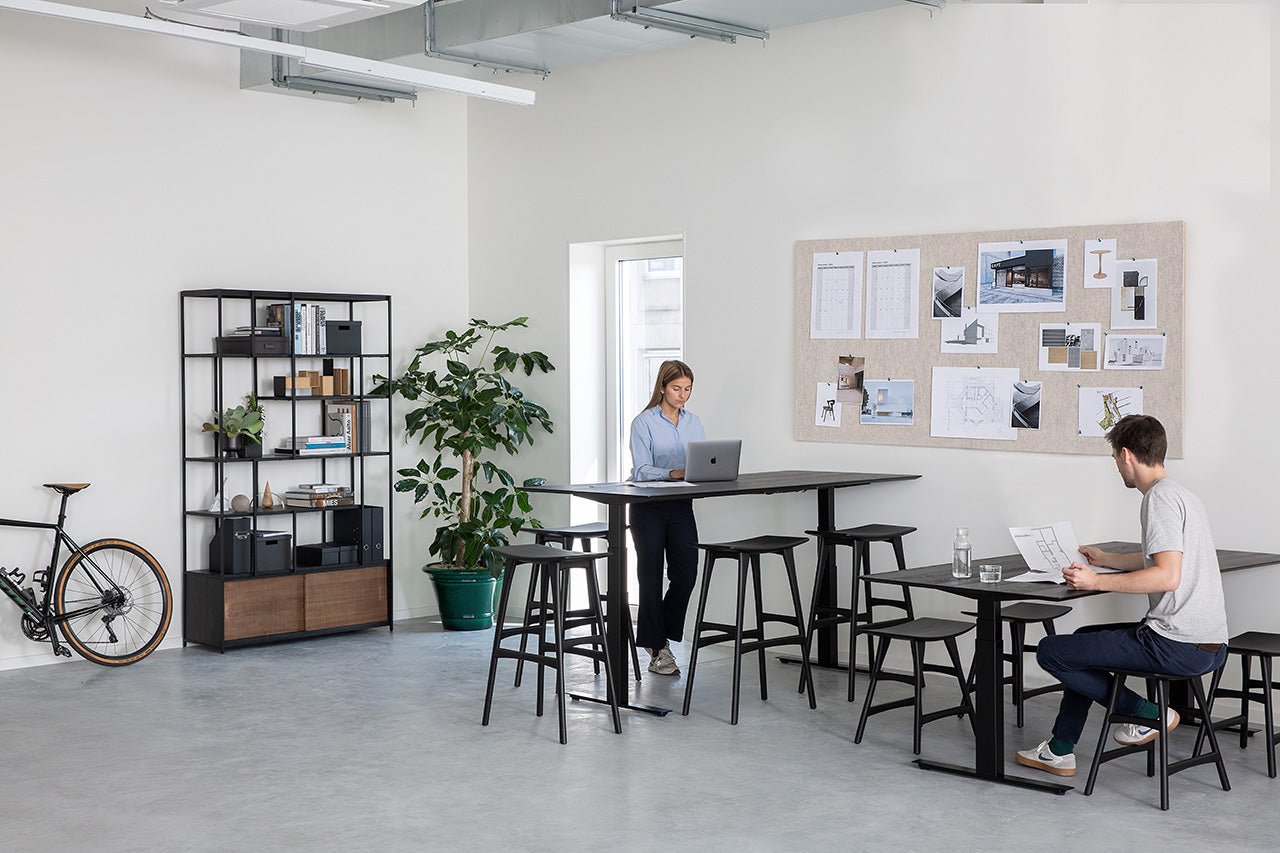 Oak-black-Bok-adjustable-desk-Oak-black-Osso-stool-Studio-rack-Goode-Studio