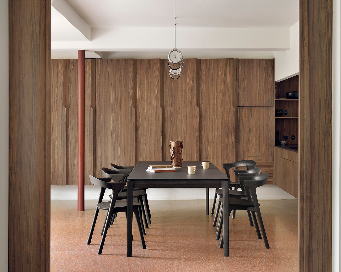 Bok dining table brown oak for model home dining interior
