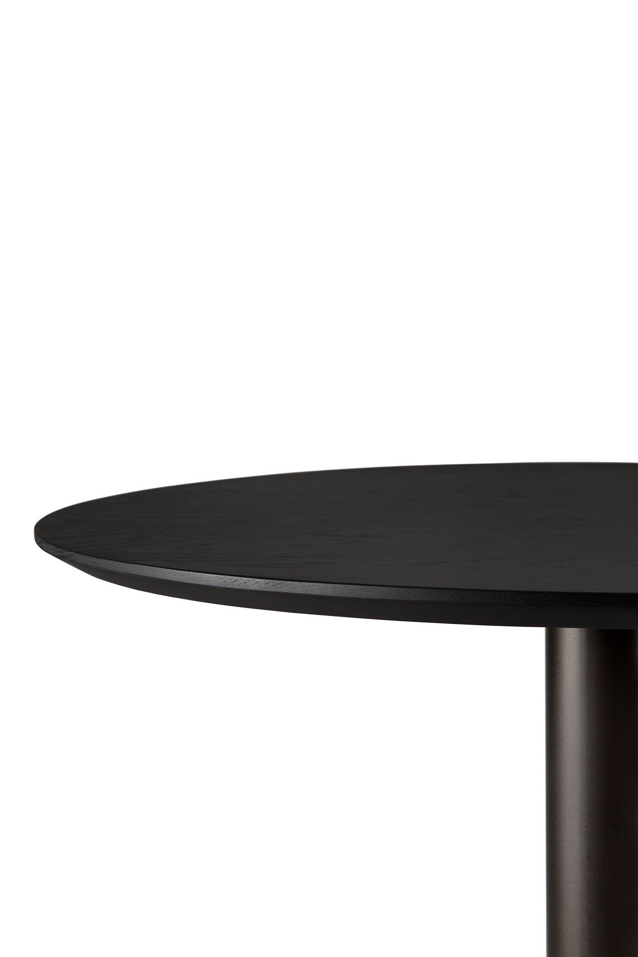 Black round table on a white background