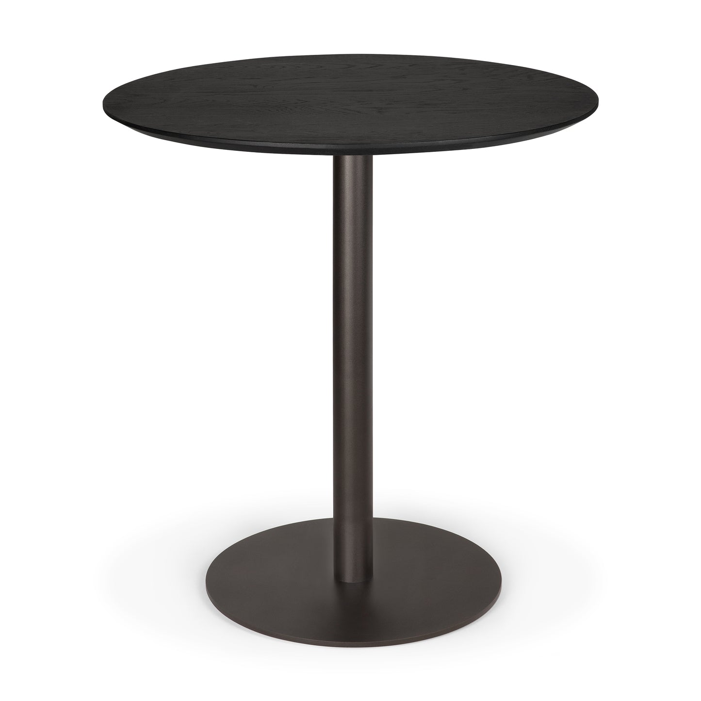Blend dining table with solid oak tabletop and dark bronze metal base
