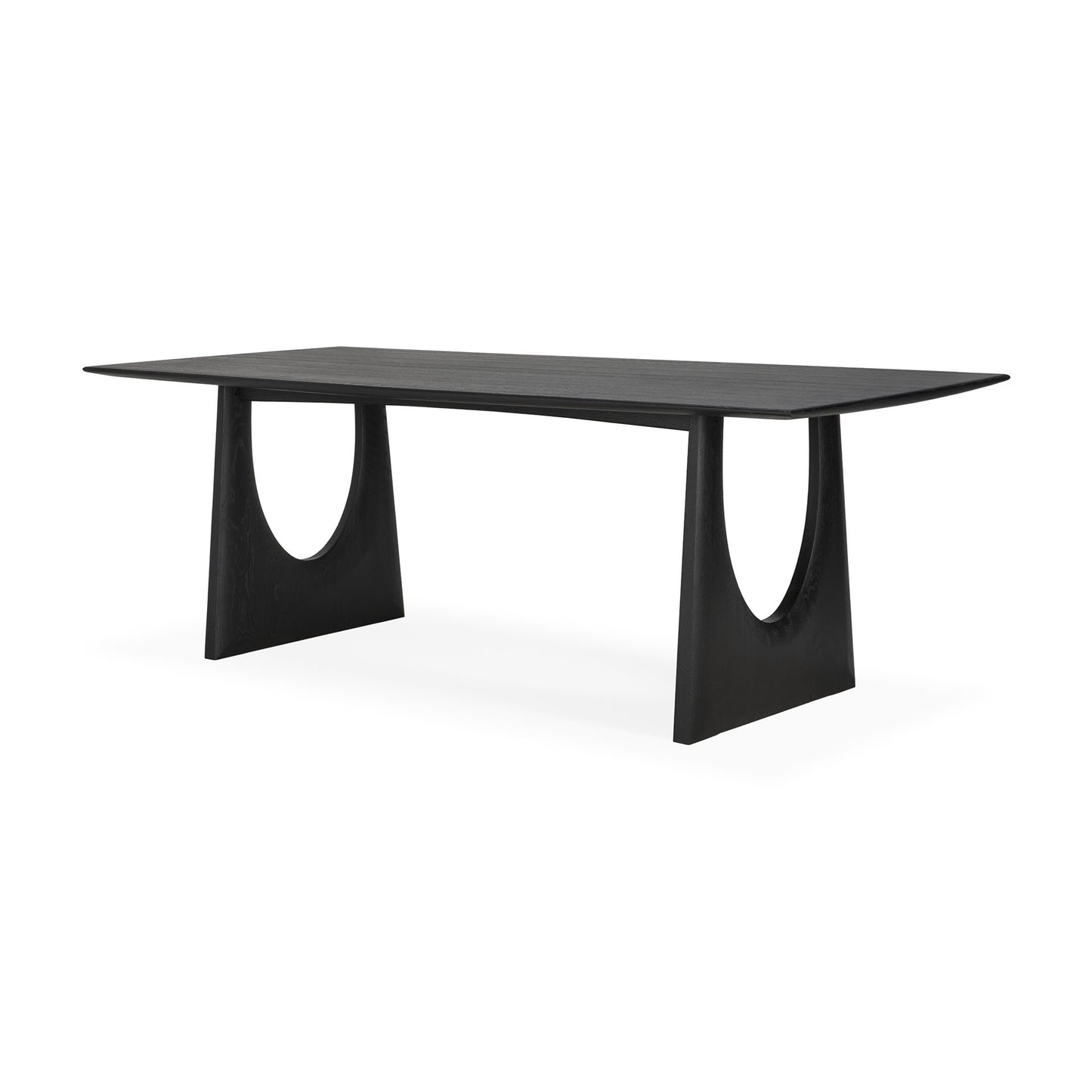 Geometric oak black dining table sculptural architectural design
