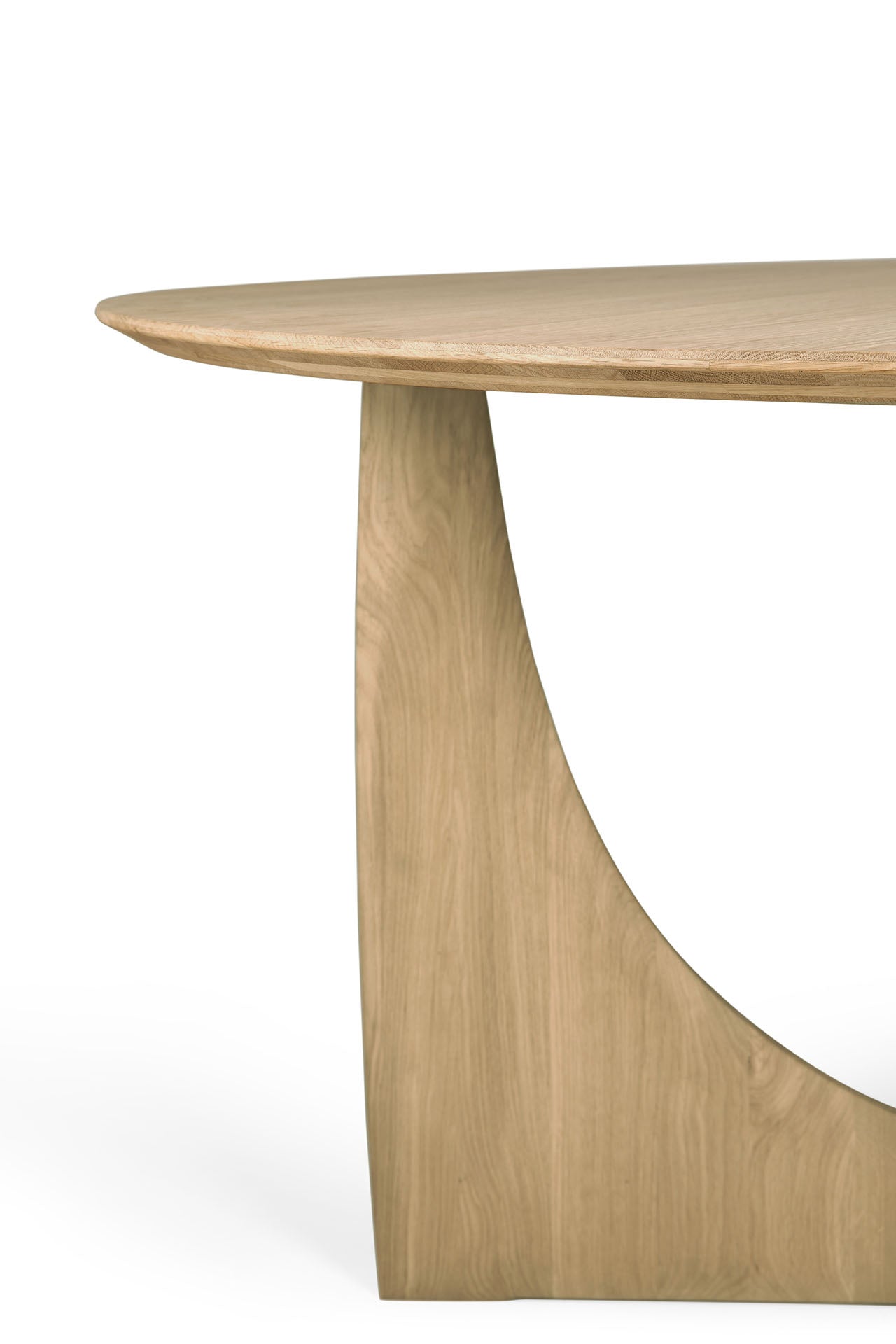 Natural oak Geometric round dining table Scandinavian inspired design
