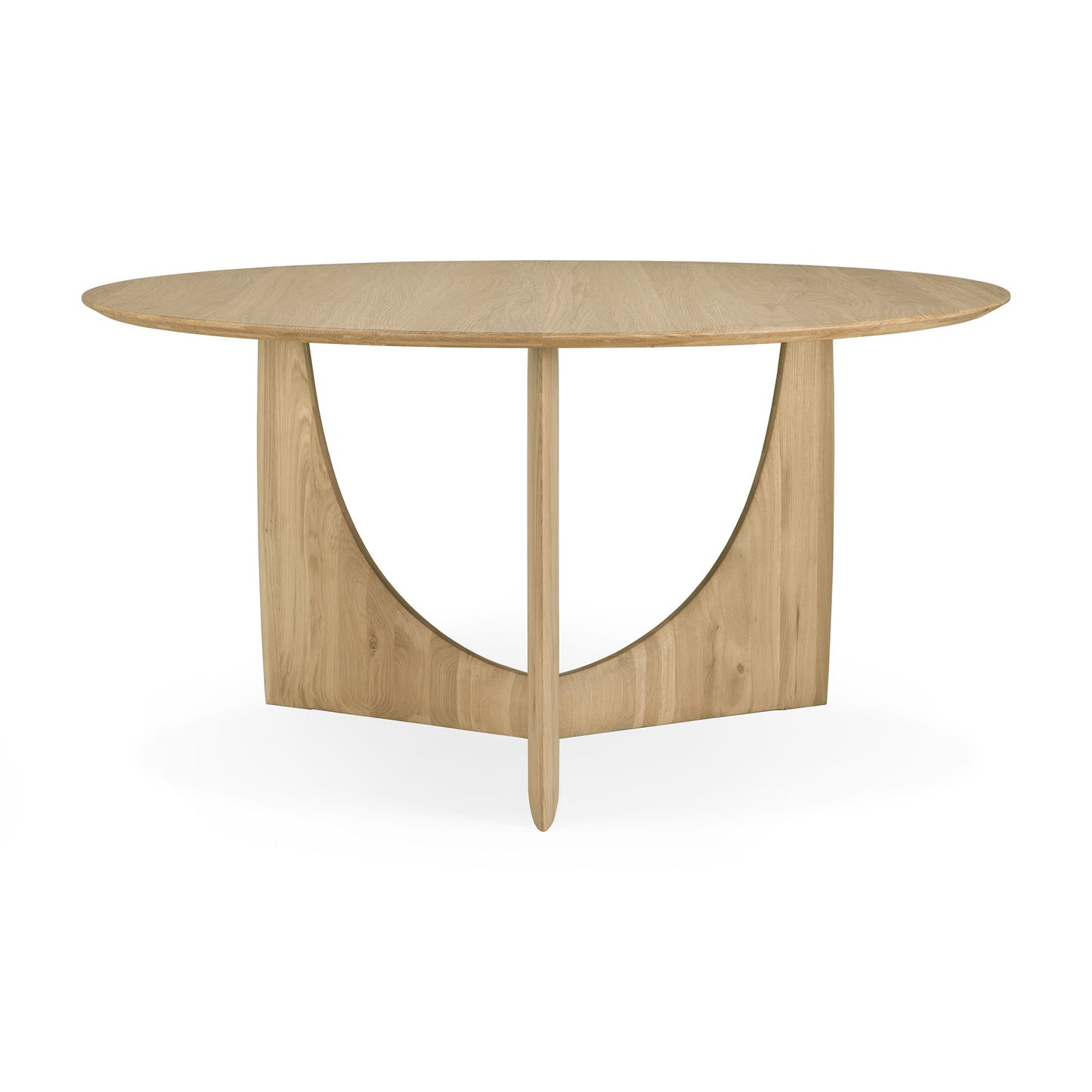 Geometric round dining table natural oak solid hardwood table
