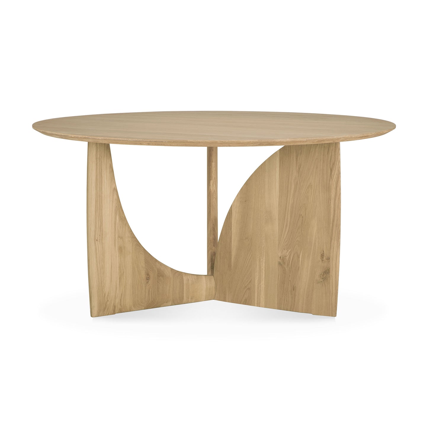 Round Geometric dining table made with solid wood 
