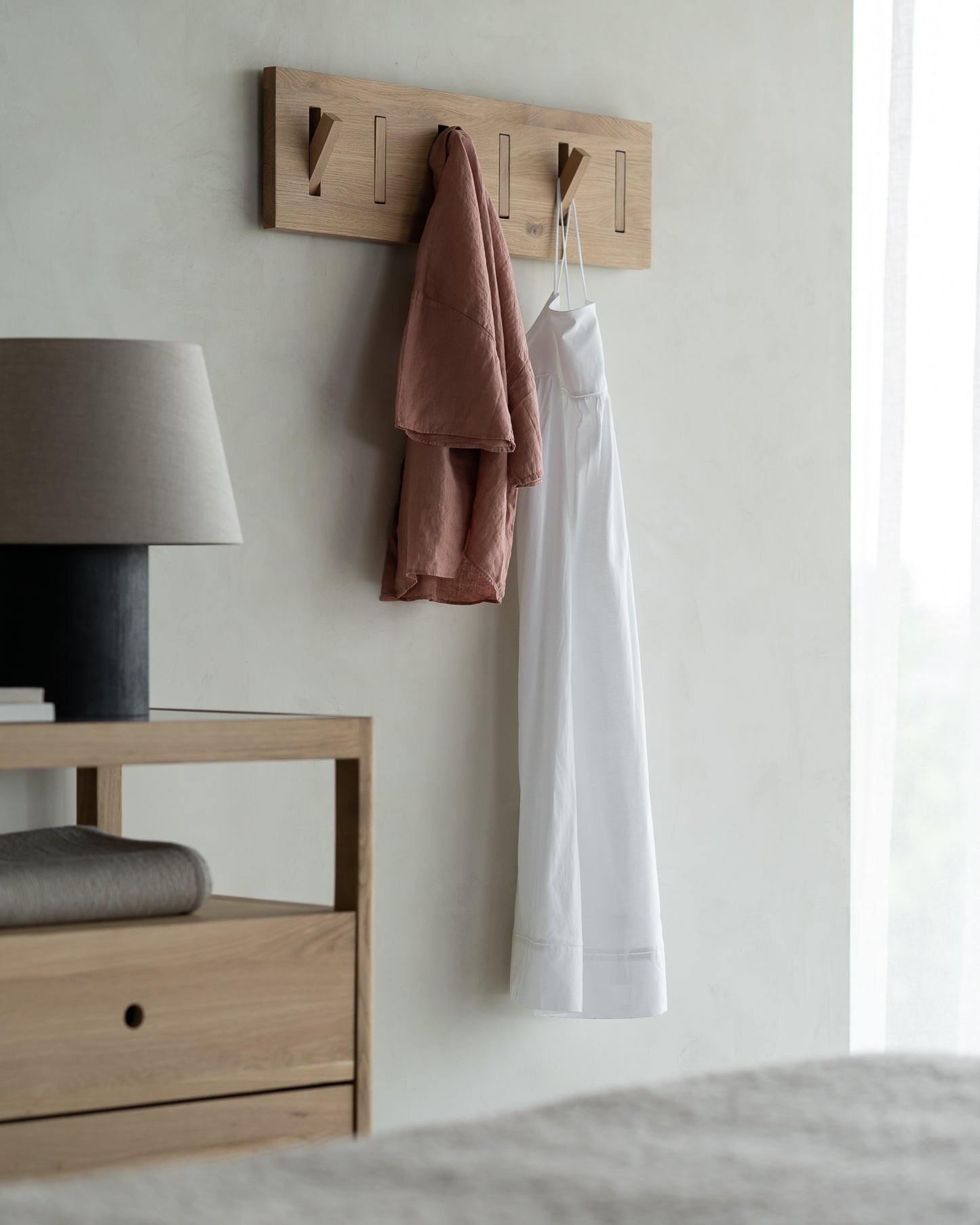 Oak-Utilitile-wall-hanger-Spindle-dresser-oak-4-drawers-Goode-Studio