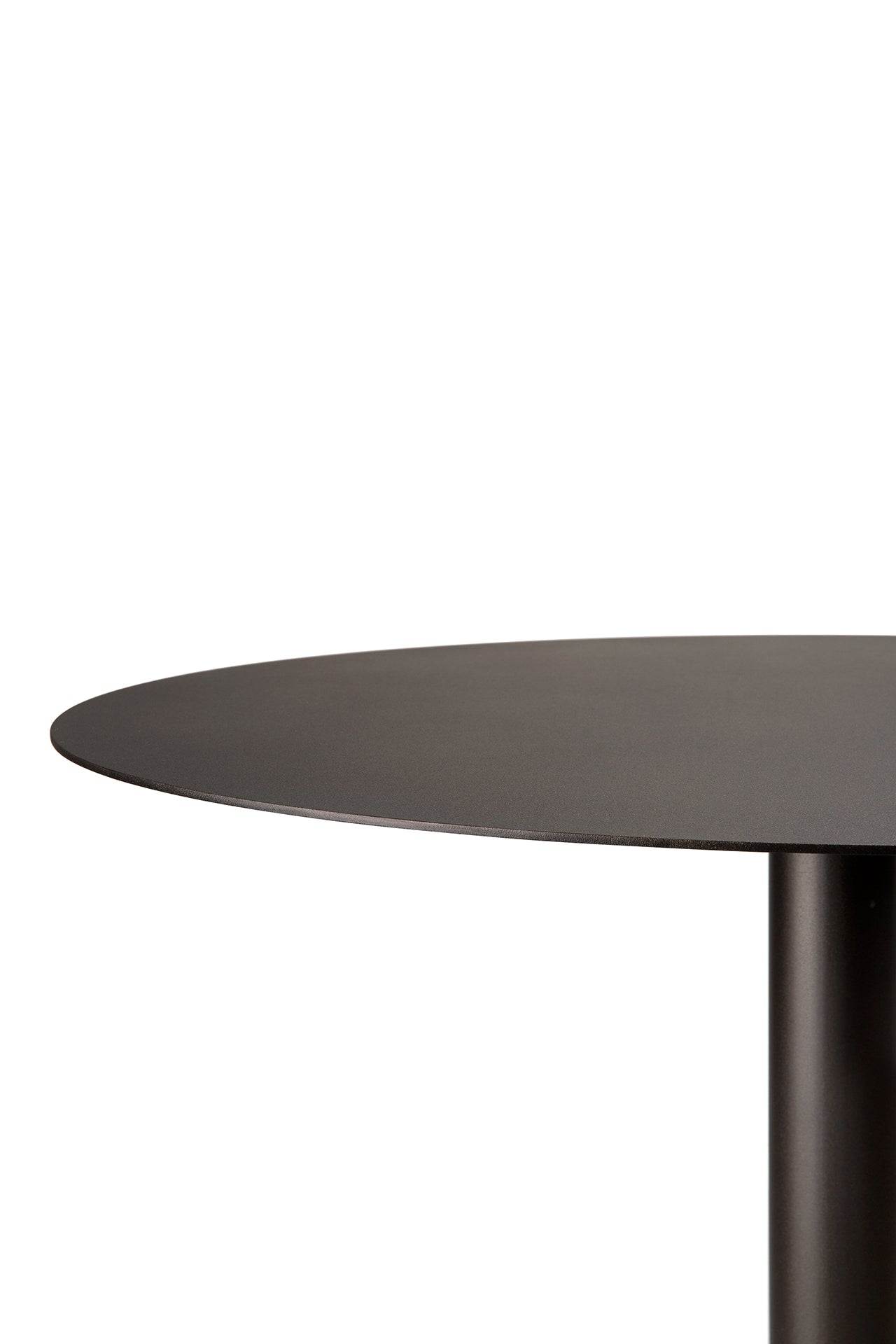 Round dark table on a white background